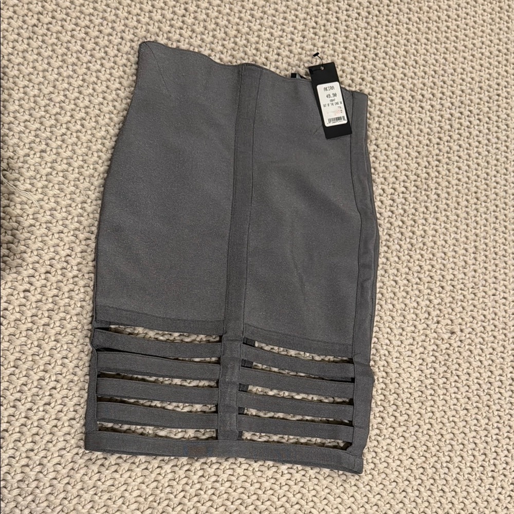 AKIRA Gray Pencil Skirt with Cut-Out Design
